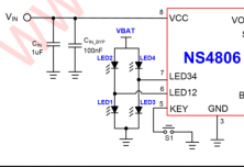 NS4806 4 LED 指示燈藍牙耳機充電倉--開關型鋰電池充放電管理 